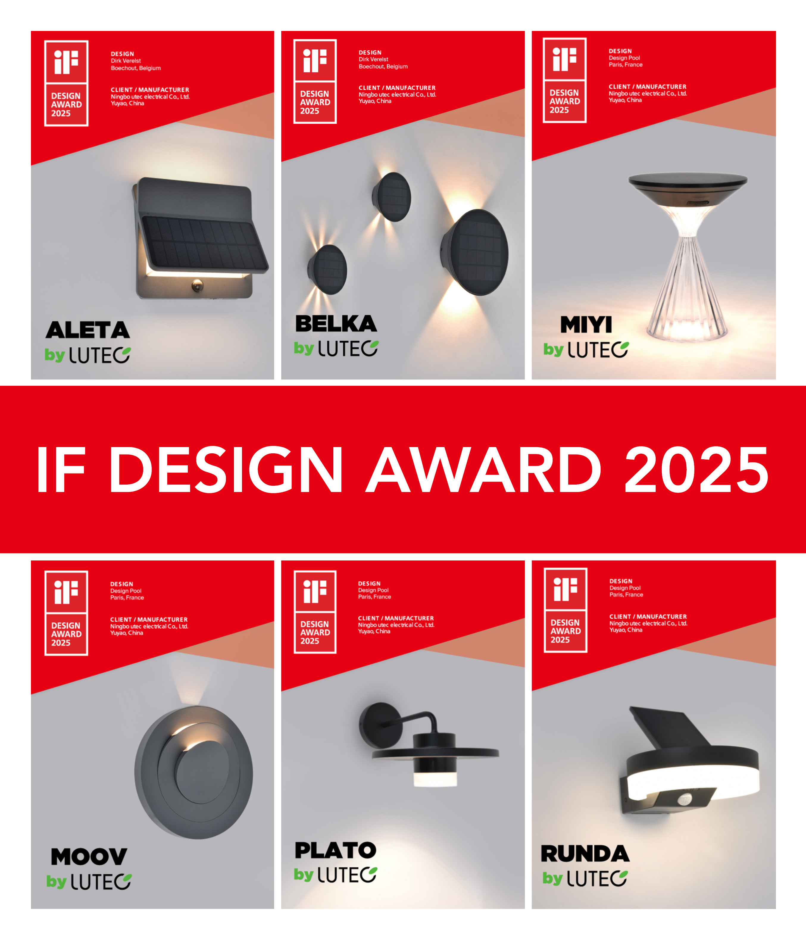iF Design Award 2025 für mehrere LUTEC Leuchten