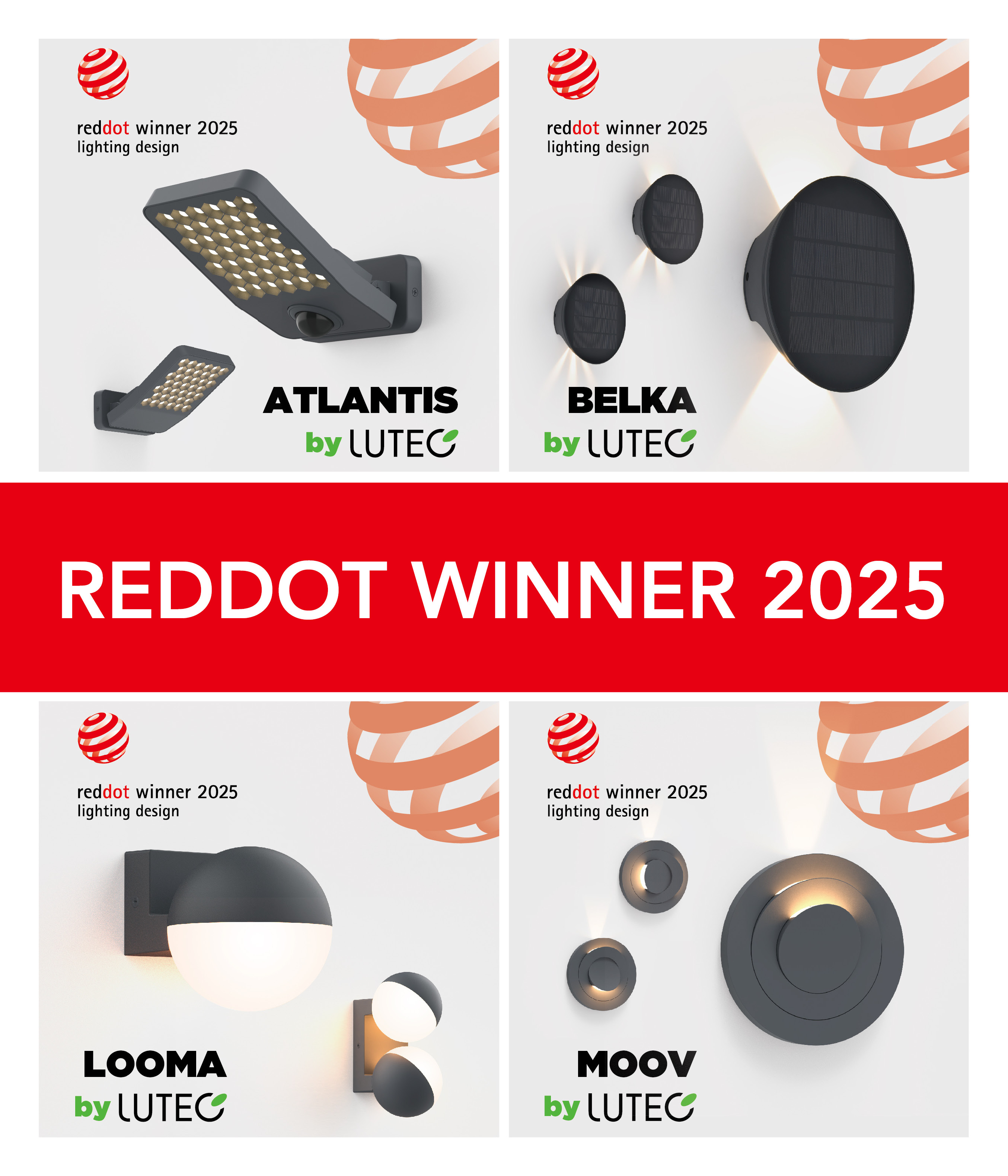Red Dot Award 2025 für mehrere LUTEC Leuchten